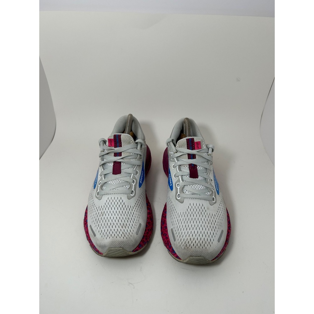 Brooks Adrenaline GTS 22 Womens 8 Grey Pink Blue Leopard Runners 1203531B160
